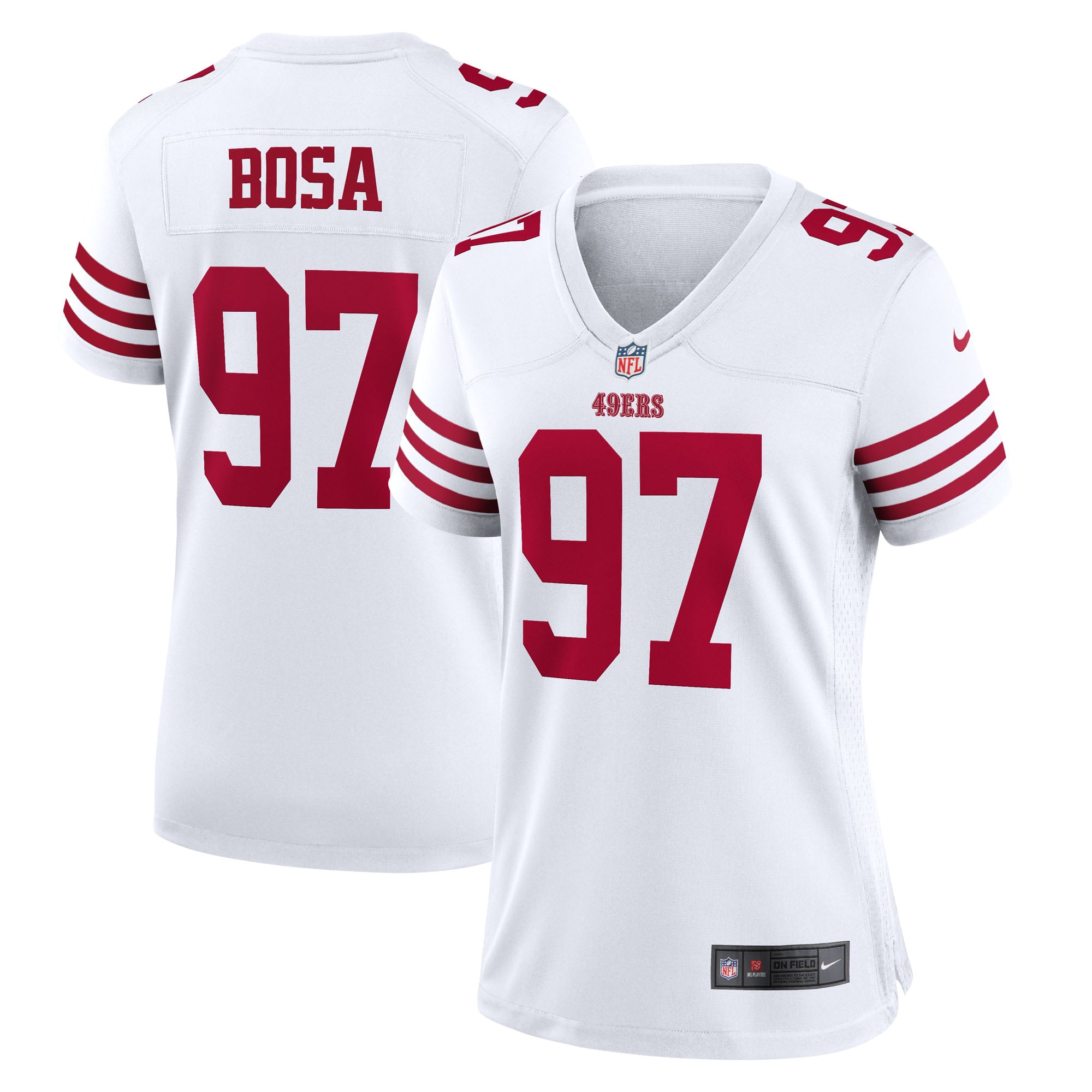 San Francisco 49ers Maglia Gara Nike Game Road - Bianco - Nick Bosa - Donna