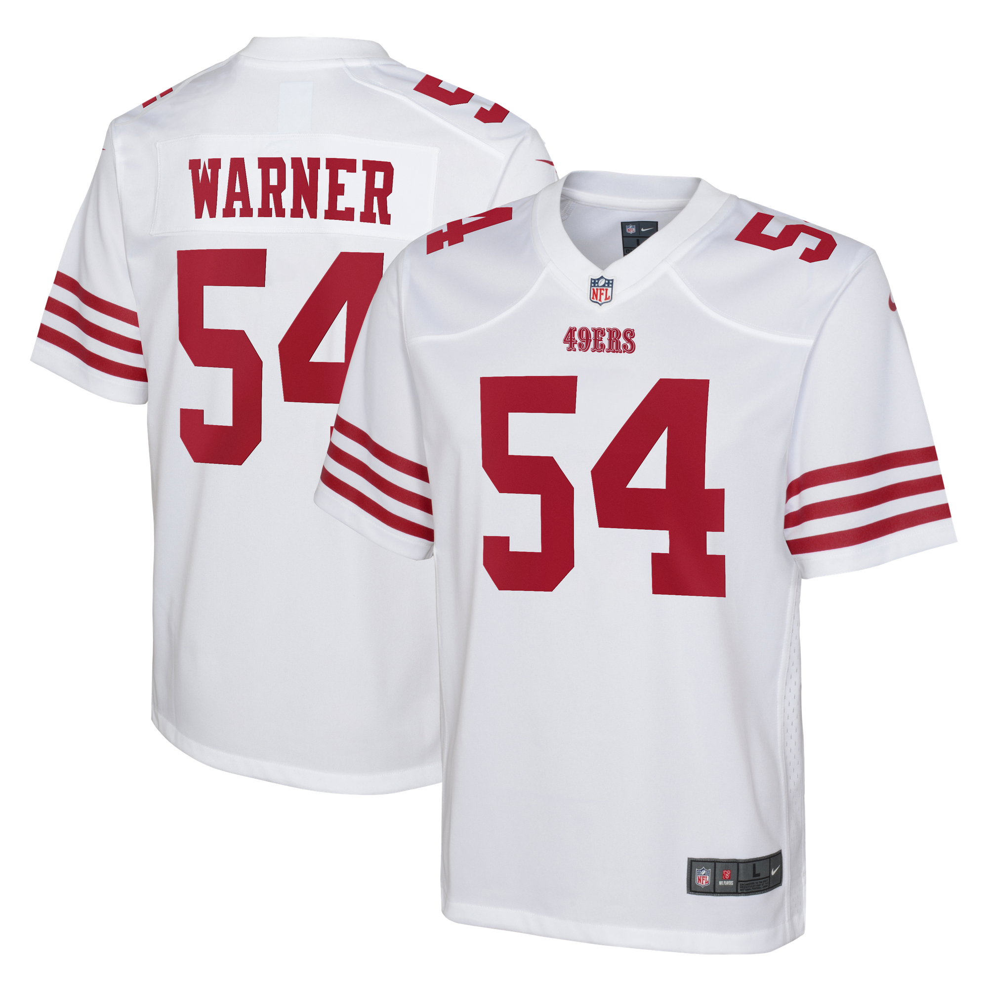 San Francisco 49ers Maglia Gara Nike Game Road  - Bianco - Fred Warner - Giovani