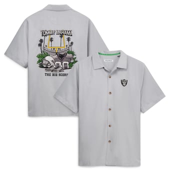 Men's Tommy Bahama  Gray Las Vegas Raiders Endzone Paradise IslandZone Button-Up Shirt