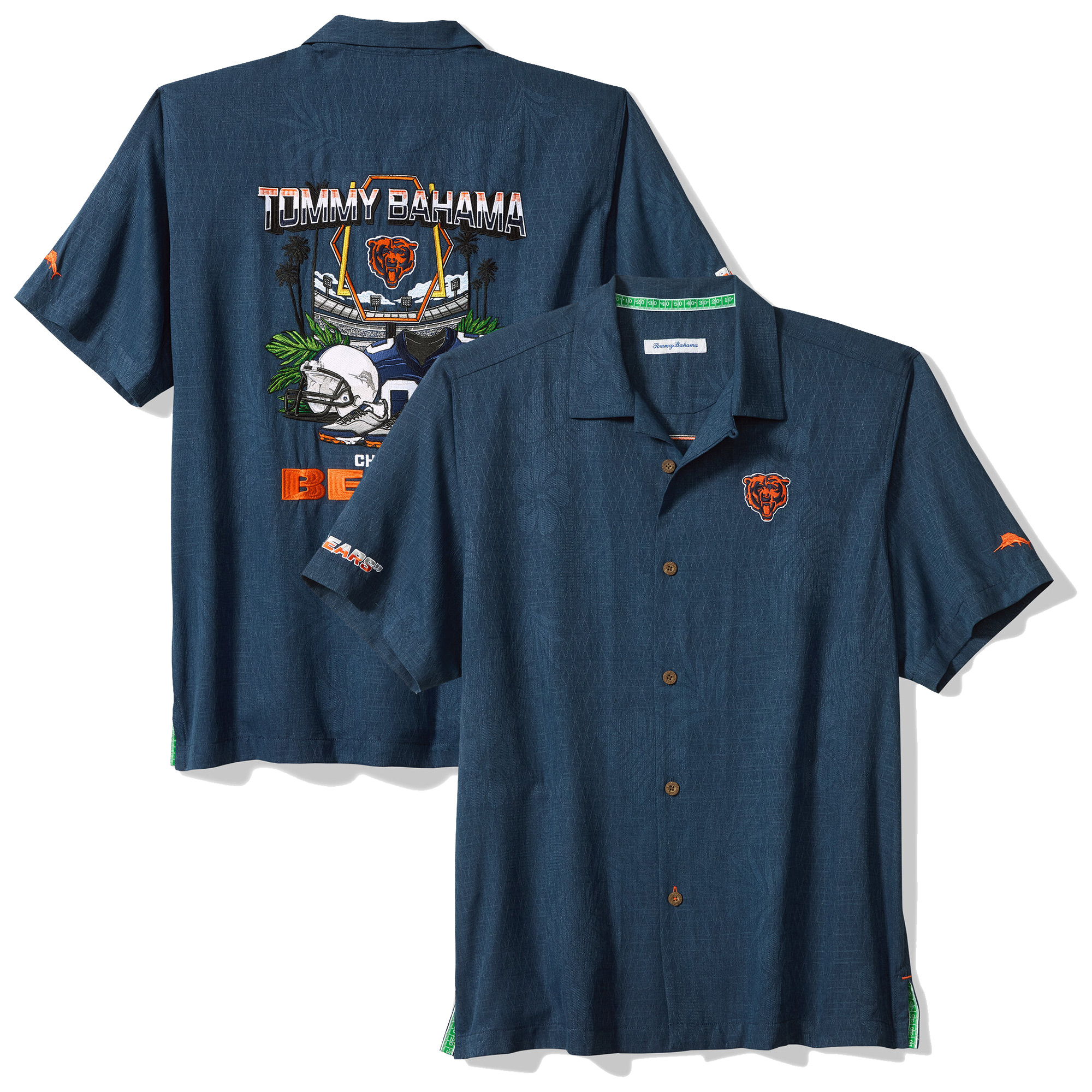 Men's Tommy Bahama Navy Chicago Bears Endzone Paradise IslandZone Button-Up Shirt