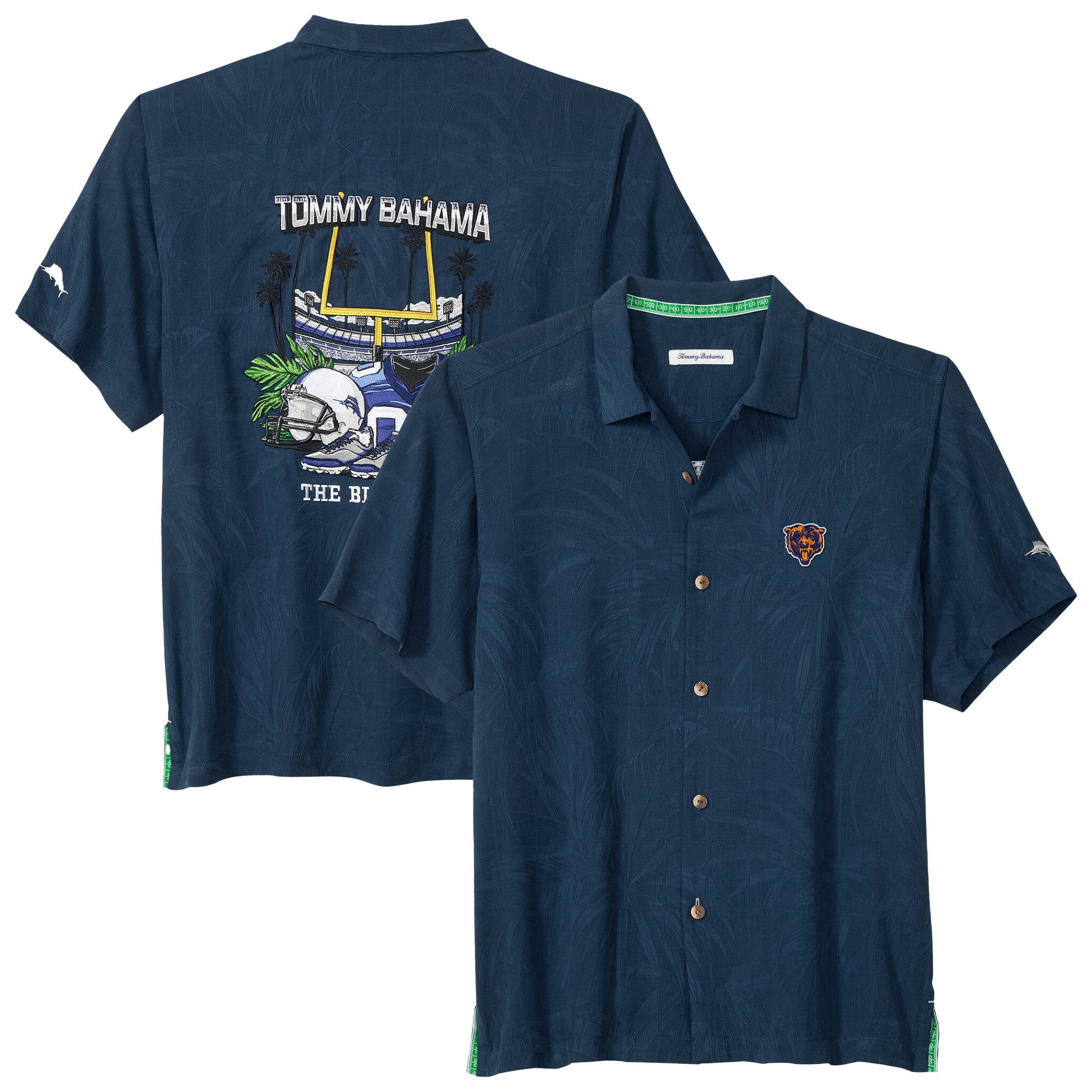 Tommy Bahama Men's Chicago Bears Endzone Paradise Relaxed-Fit Spread Collar Button-Up Shirt - Navy