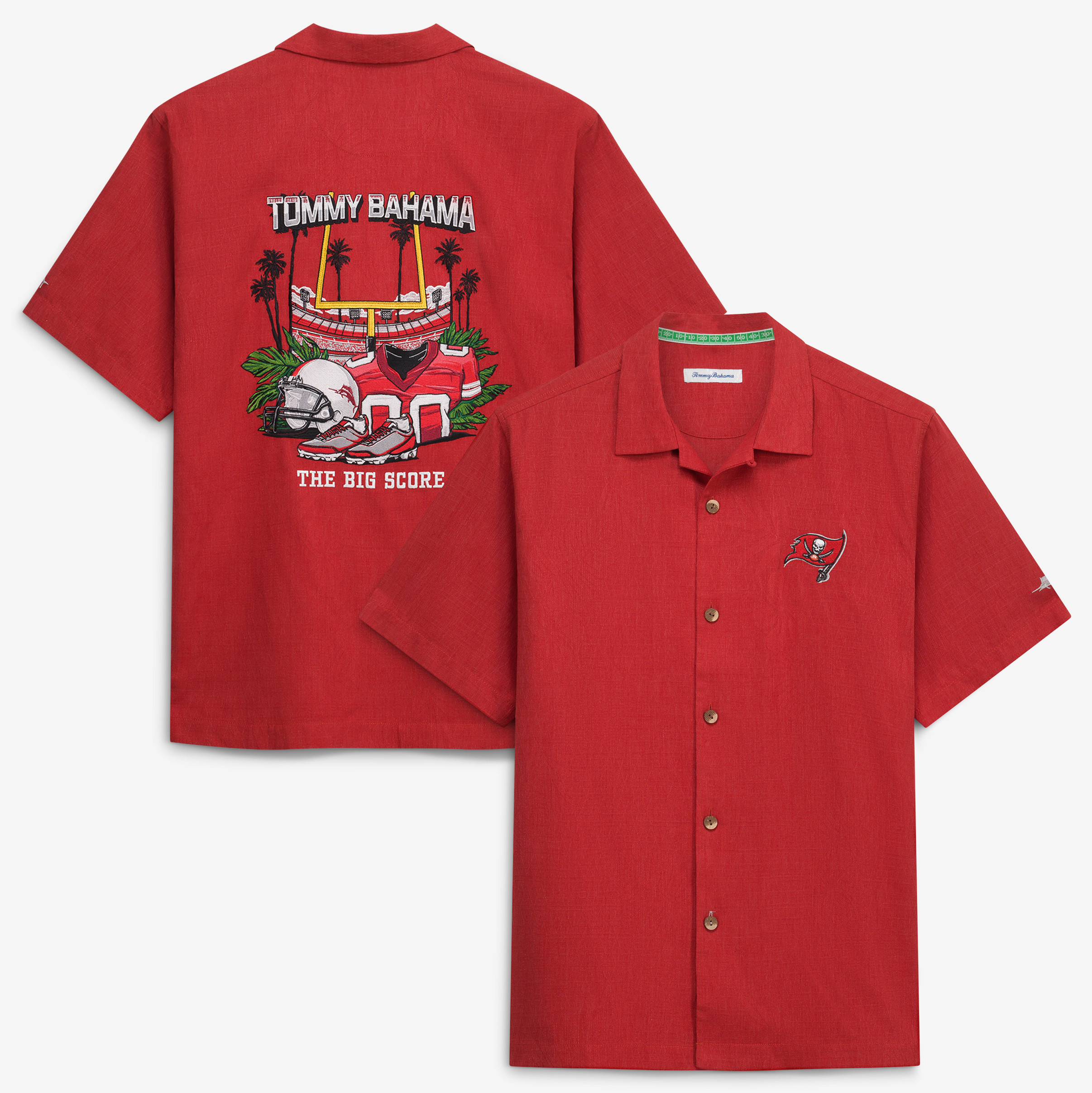 Men's Tommy Bahama Red Tampa Bay Buccaneers Endzone Paradise IslandZone Button-Up Shirt