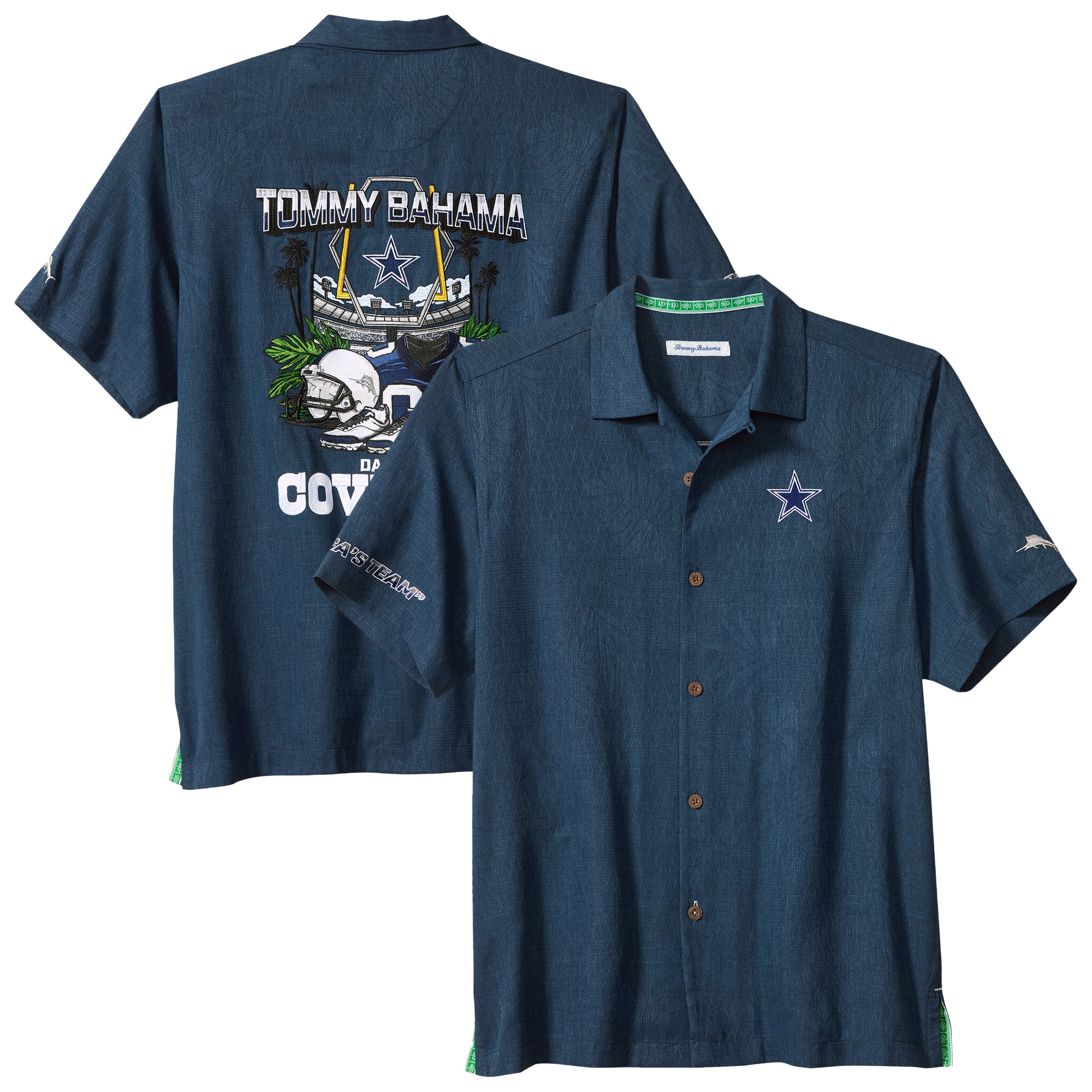 Men's Tommy Bahama  Navy Dallas Cowboys Endzone Paradise IslandZone Button-Up Shirt