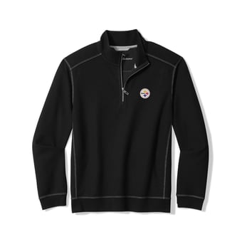 Men's Tommy Bahama  Black Pittsburgh Steelers Sport Tobago Half-Zip Pullover