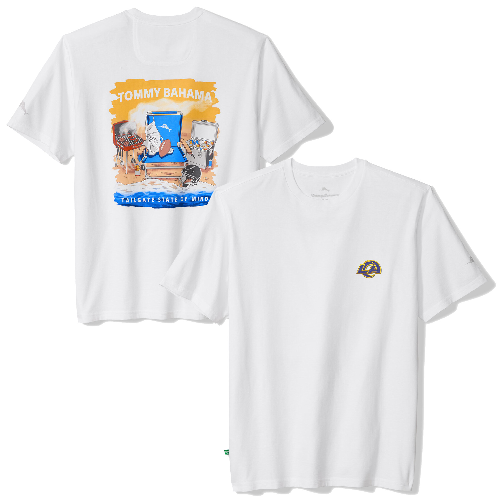 Men's Tommy Bahama White Los Angeles Rams Tailgate State of Mind T-Shirt