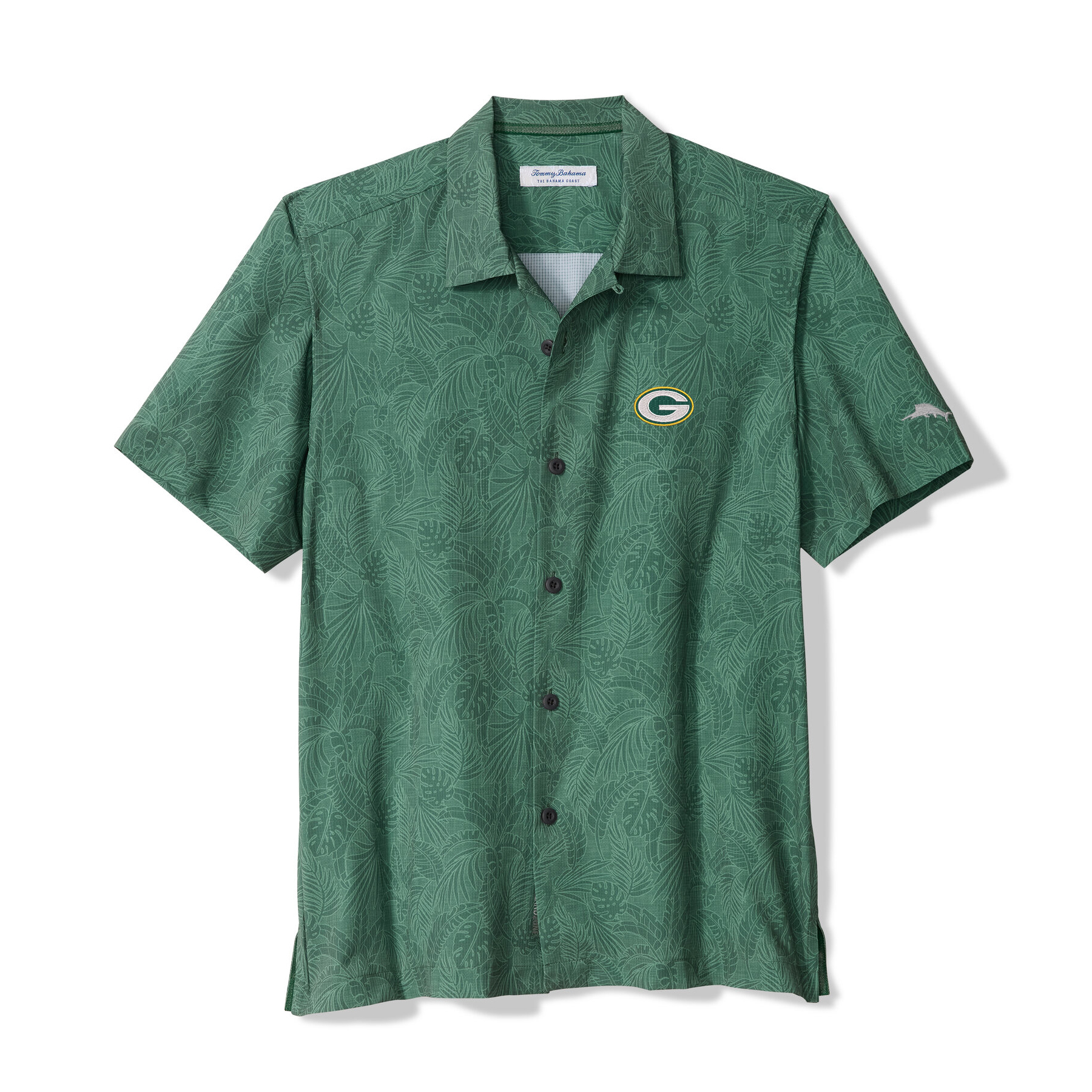 Men's Tommy Bahama Green Green Bay Packers Saltwater Fronds Short Sleeve Button-Up Shirt
