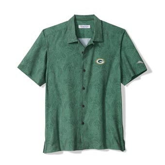 Men's Tommy Bahama Green Green Bay Packers Saltwater Fronds Short Sleeve Button-Up Shirt