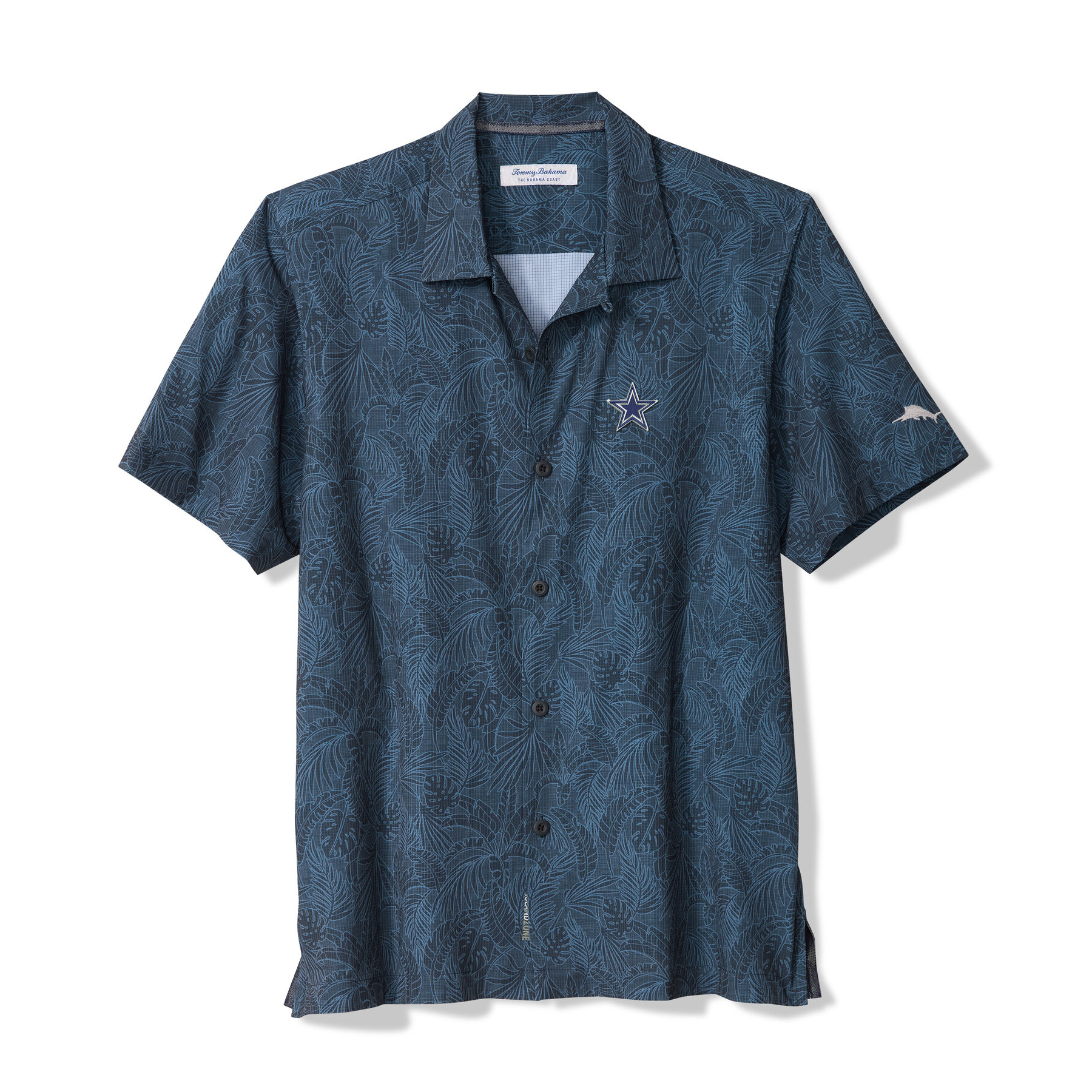 Men's Tommy Bahama Blue Dallas Cowboys Saltwater Fronds Short Sleeve Button-Up Shirt