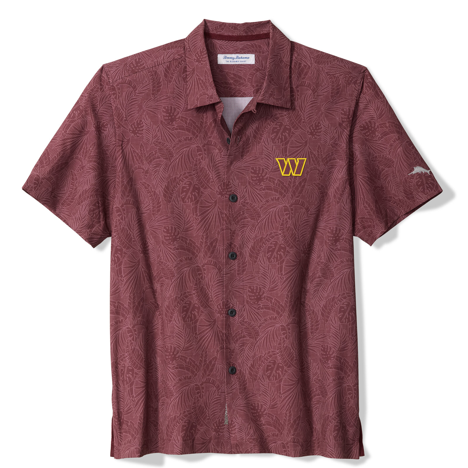 Men's Tommy Bahama Burgundy Washington Commanders Saltwater Fronds Short Sleeve Button-Up Shirt