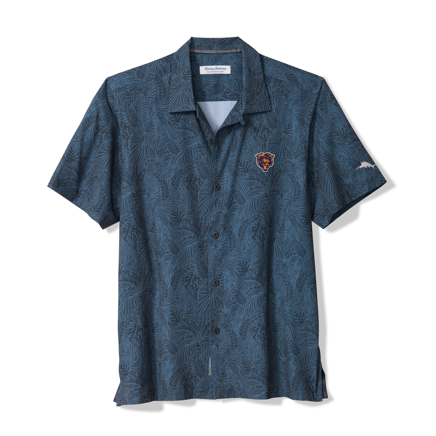 Men's Tommy Bahama Navy Chicago Bears Saltwater Fronds Short Sleeve Button-Up Shirt