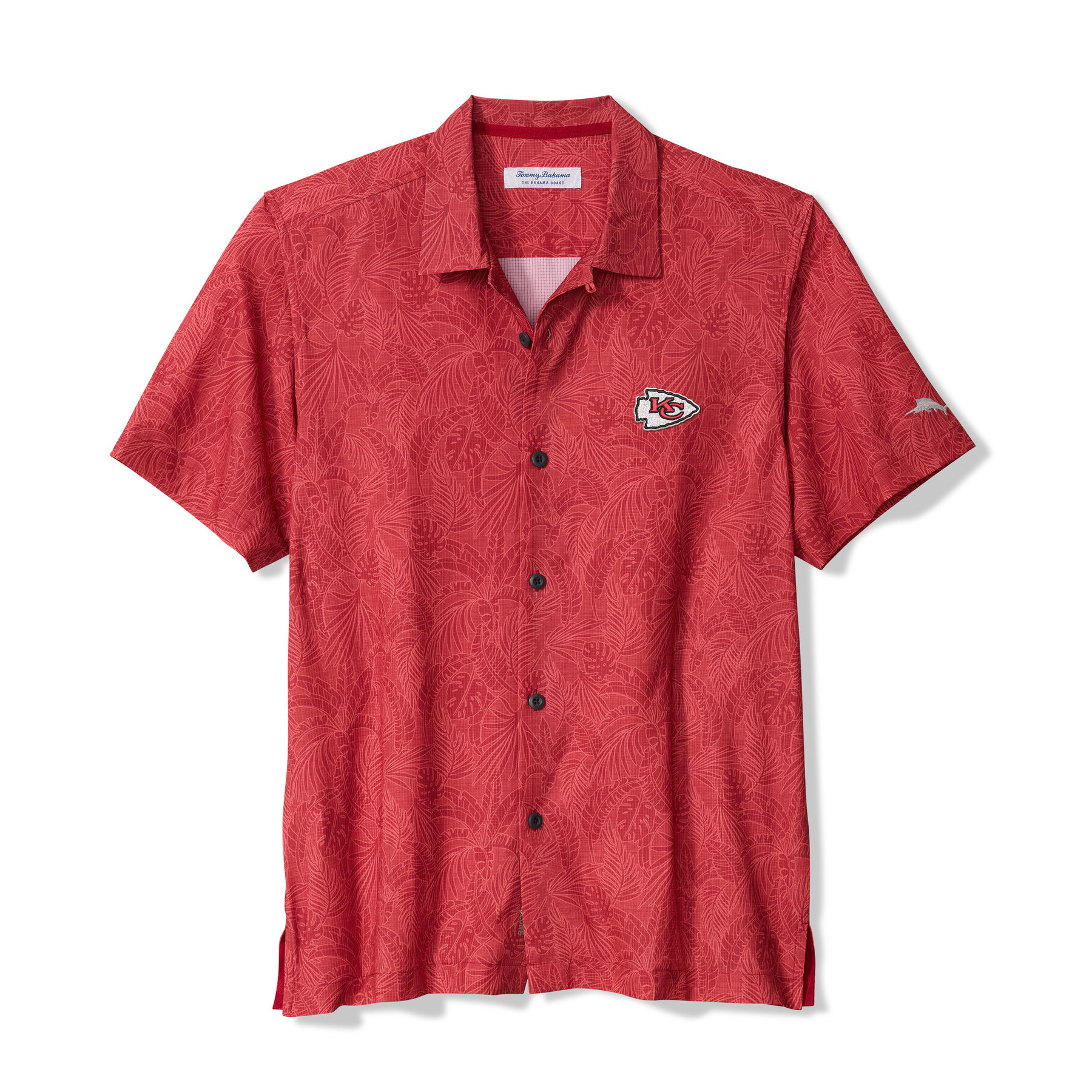 Men's Tommy Bahama Red Kansas City Chiefs Saltwater Fronds Short Sleeve Button-Up Shirt