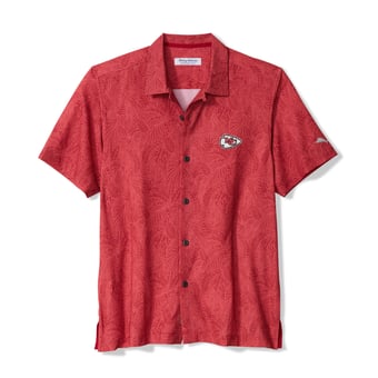 Men's Tommy Bahama Red Kansas City Chiefs Saltwater Fronds Short Sleeve Button-Up Shirt