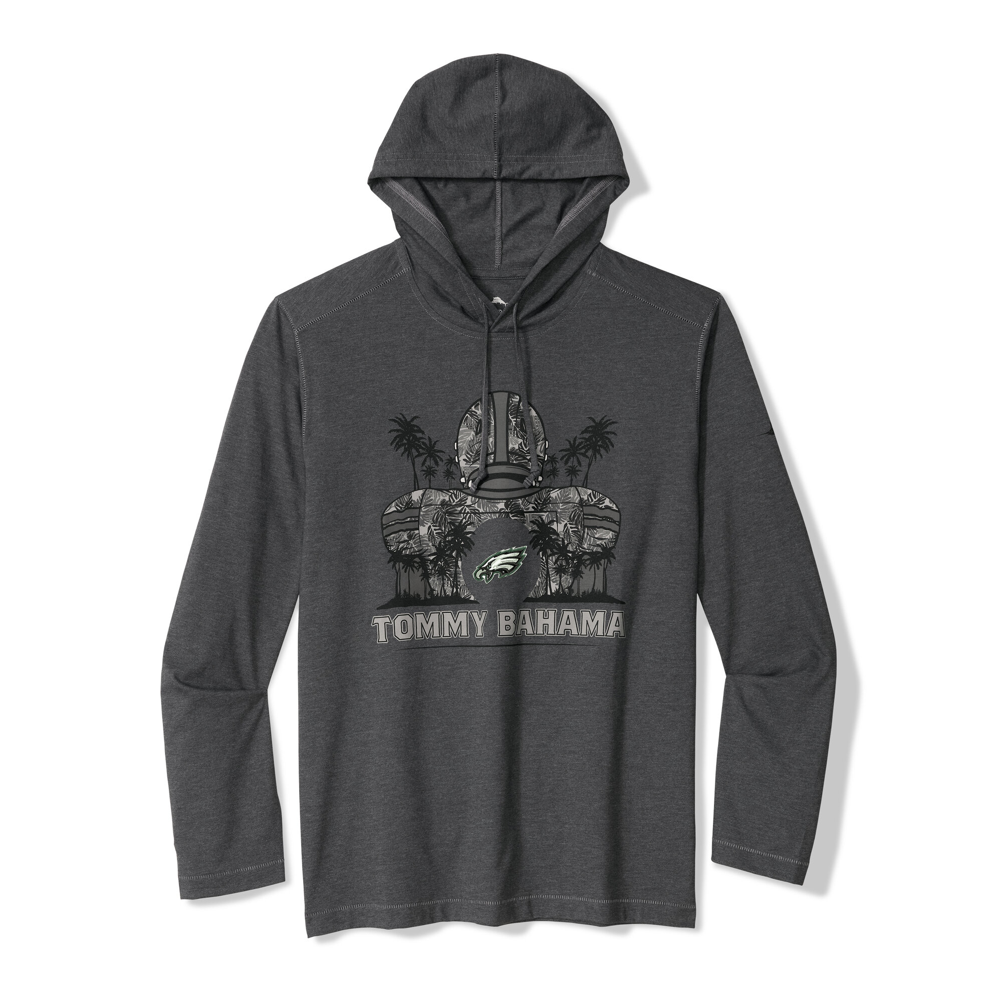 Men's Tommy Bahama Black Philadelphia Eagles Backfield Bay Pullover Hoodie