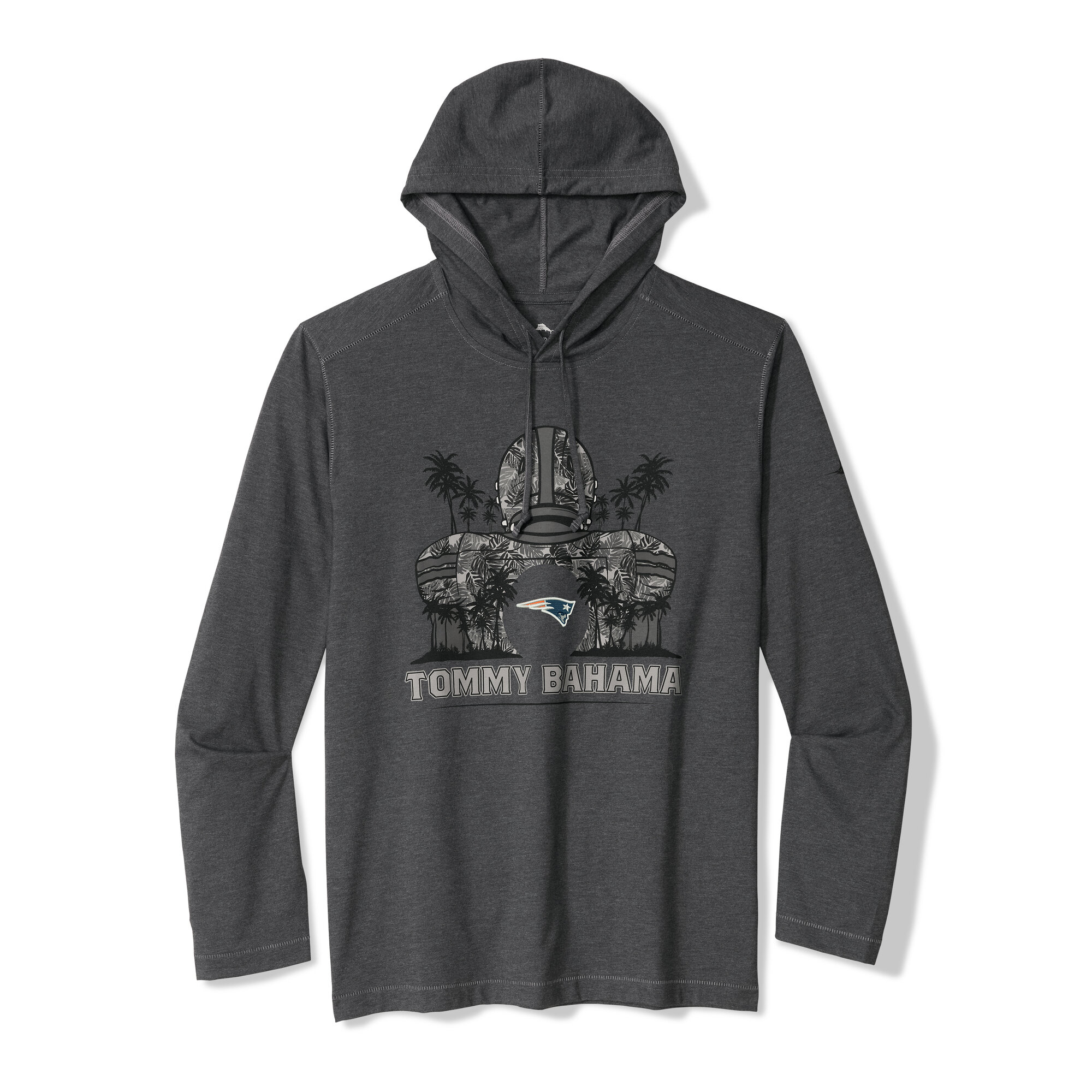 Men's Tommy Bahama Black New England Patriots Backfield Bay Pullover Hoodie