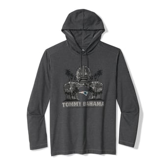 Men's Tommy Bahama Black New England Patriots Backfield Bay Pullover Hoodie