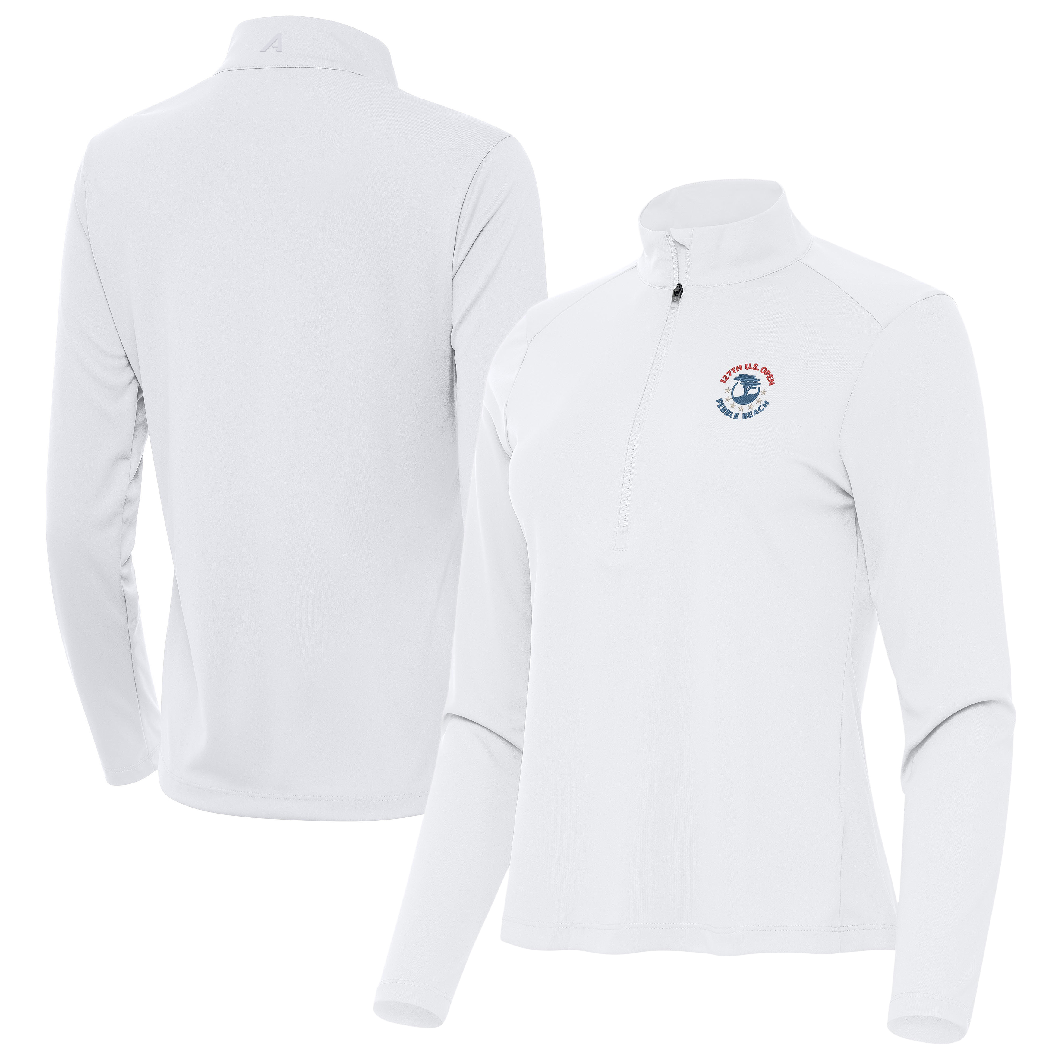 Women’s 2027 U.S. Open Antigua White Tribute Half-Zip Pullover Top