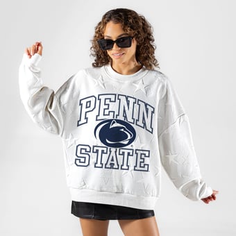 Women's Gameday Couture White Penn State Nittany Lions  Big Play Energy Tonal Star Embossed Sweatshirt