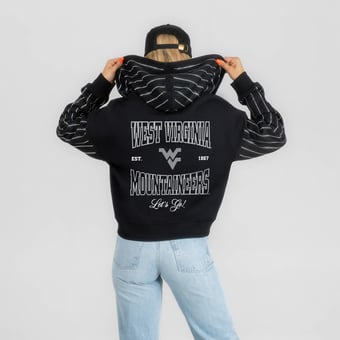 Women's Gameday Couture Black West Virginia Mountaineers  Eyes on the Prize Mid-Crop Full-Zip Hoodie