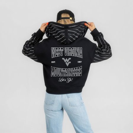 Women's Gameday Couture Black West Virginia Mountaineers Eyes on the Prize Mid-Crop Full-Zip Hoodie