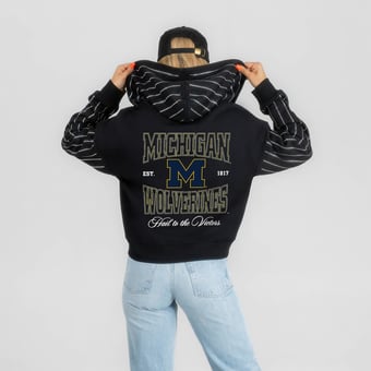 Women's Gameday Couture Black Michigan Wolverines  Eyes on the Prize Mid-Crop Full-Zip Hoodie