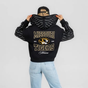 Women's Gameday Couture Black Missouri Tigers  Eyes on the Prize Mid-Crop Full-Zip Hoodie