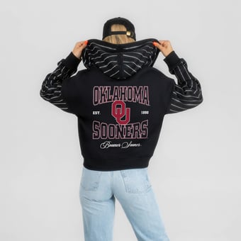 Women's Gameday Couture Black Oklahoma Sooners  Eyes on the Prize Mid-Crop Full-Zip Hoodie