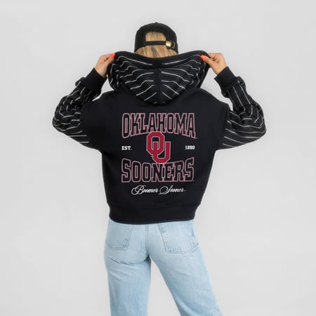 Women's Gameday Couture Black Oklahoma Sooners Eyes on the Prize Mid-Crop Full-Zip Hoodie