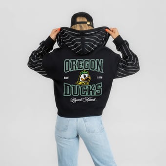 Women's Gameday Couture Black Oregon Ducks  Eyes on the Prize Mid-Crop Full-Zip Hoodie