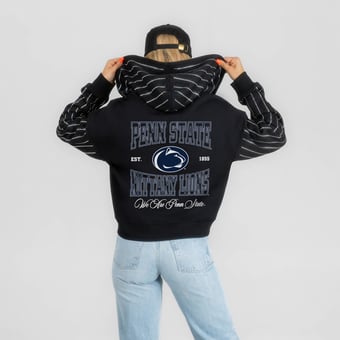 Women's Gameday Couture Black Penn State Nittany Lions  Eyes on the Prize Mid-Crop Full-Zip Hoodie