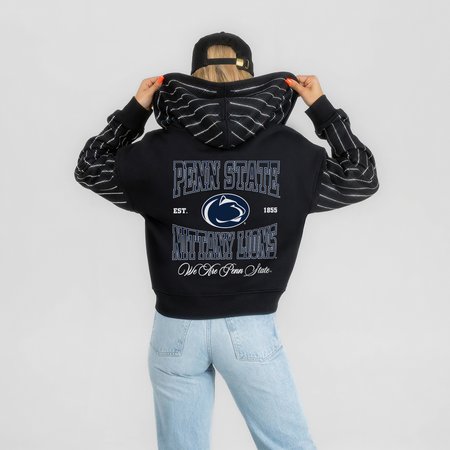 Women's Gameday Couture Black Penn State Nittany Lions Eyes on the Prize Mid-Crop Full-Zip Hoodie