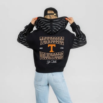 Women's Gameday Couture Black Tennessee Volunteers  Eyes on the Prize Mid-Crop Full-Zip Hoodie