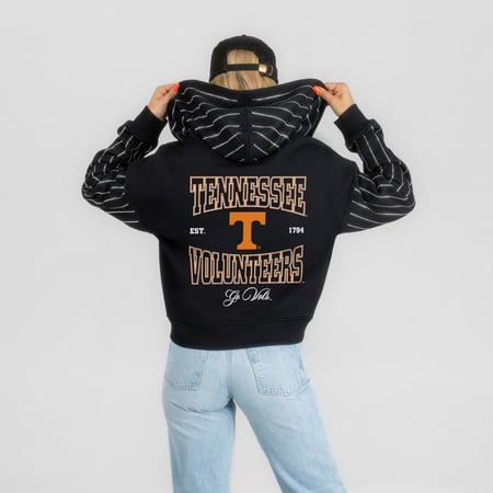 Women's Gameday Couture Black Tennessee Volunteers Eyes on the Prize Mid-Crop Full-Zip Hoodie