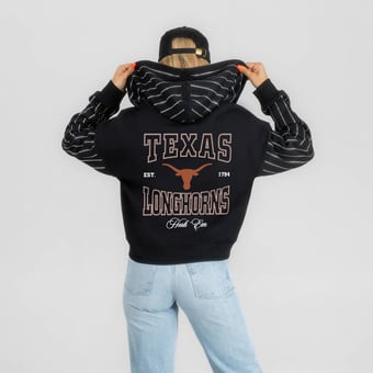 Women's Gameday Couture Black Texas Longhorns  Eyes on the Prize Mid-Crop Full-Zip Hoodie