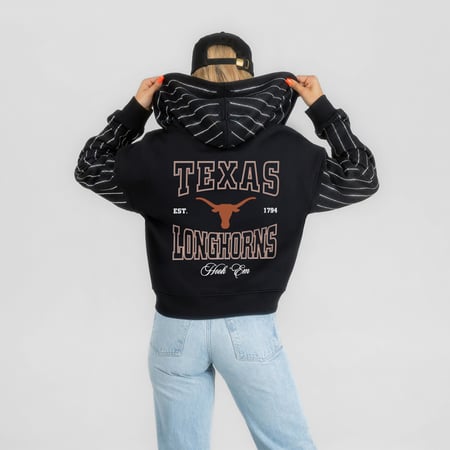 Women's Gameday Couture Black Texas Longhorns Eyes on the Prize Mid-Crop Full-Zip Hoodie