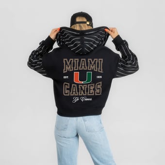Women's Gameday Couture Black Miami Hurricanes  Eyes on the Prize Mid-Crop Full-Zip Hoodie