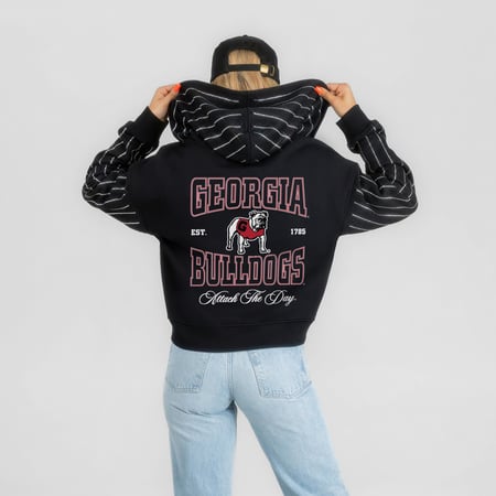 Women's Gameday Couture Black Georgia Bulldogs Eyes on the Prize Mid-Crop Full-Zip Hoodie
