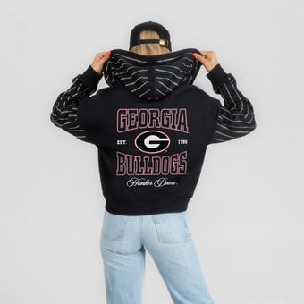 Women's Gameday Couture Black Georgia Bulldogs  Eyes on the Prize Mid-Crop Full-Zip Hoodie
