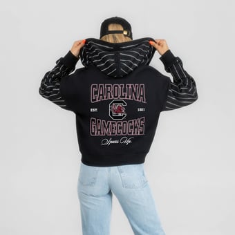 Women's Gameday Couture Black South Carolina Gamecocks  Eyes on the Prize Mid-Crop Full-Zip Hoodie