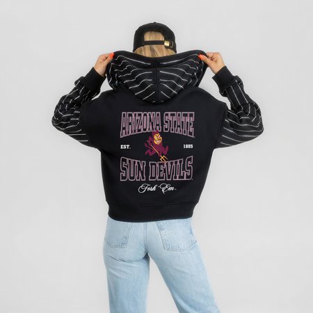 Women's Gameday Couture Black Arizona State Sun Devils Eyes on the Prize Mid-Crop Full-Zip Hoodie