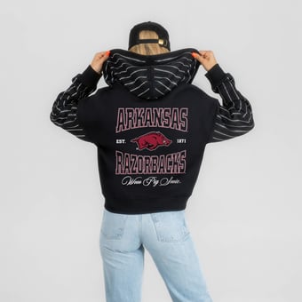 Women's Gameday Couture Black Arkansas Razorbacks  Eyes on the Prize Mid-Crop Full-Zip Hoodie