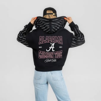Women's Gameday Couture Black Alabama Crimson Tide  Eyes on the Prize Mid-Crop Full-Zip Hoodie
