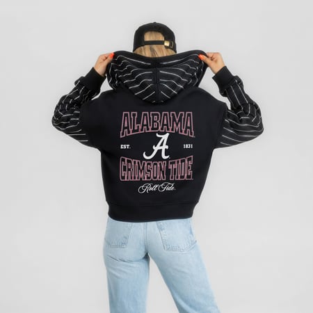 Women's Gameday Couture Black Alabama Crimson Tide Eyes on the Prize Mid-Crop Full-Zip Hoodie