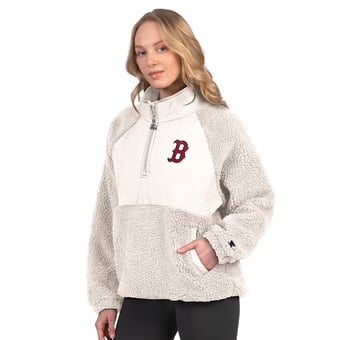 Women's Starter  Cream Boston Red Sox Sherpa Quarter-Zip Jacket