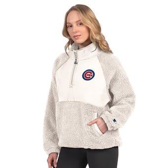 Women's Starter  Cream Chicago Cubs Sherpa Quarter-Zip Jacket