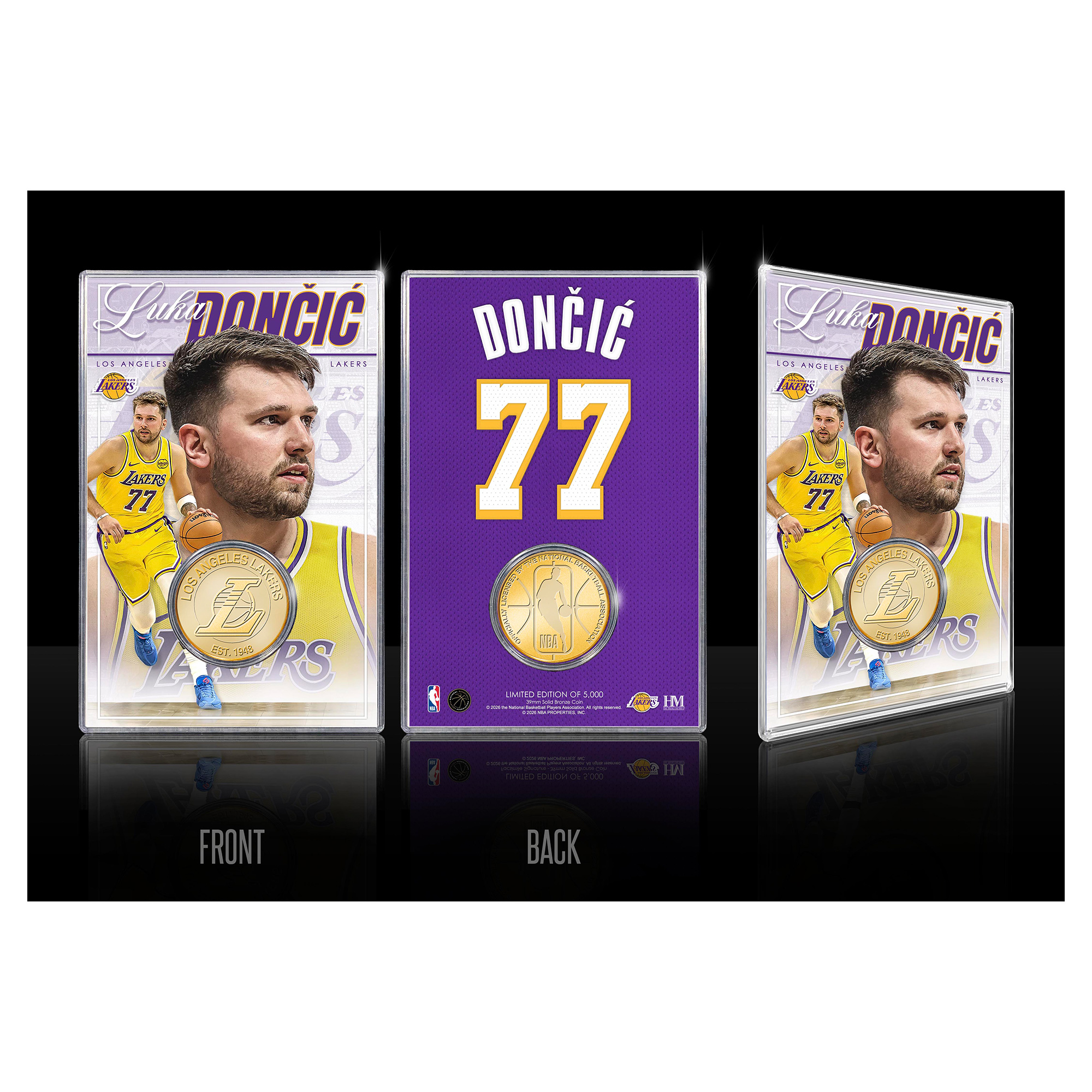Highland Mint Luka Dončić Los Angeles Lakers Limited Edition Bronze Coin Card with Acrylic Holder