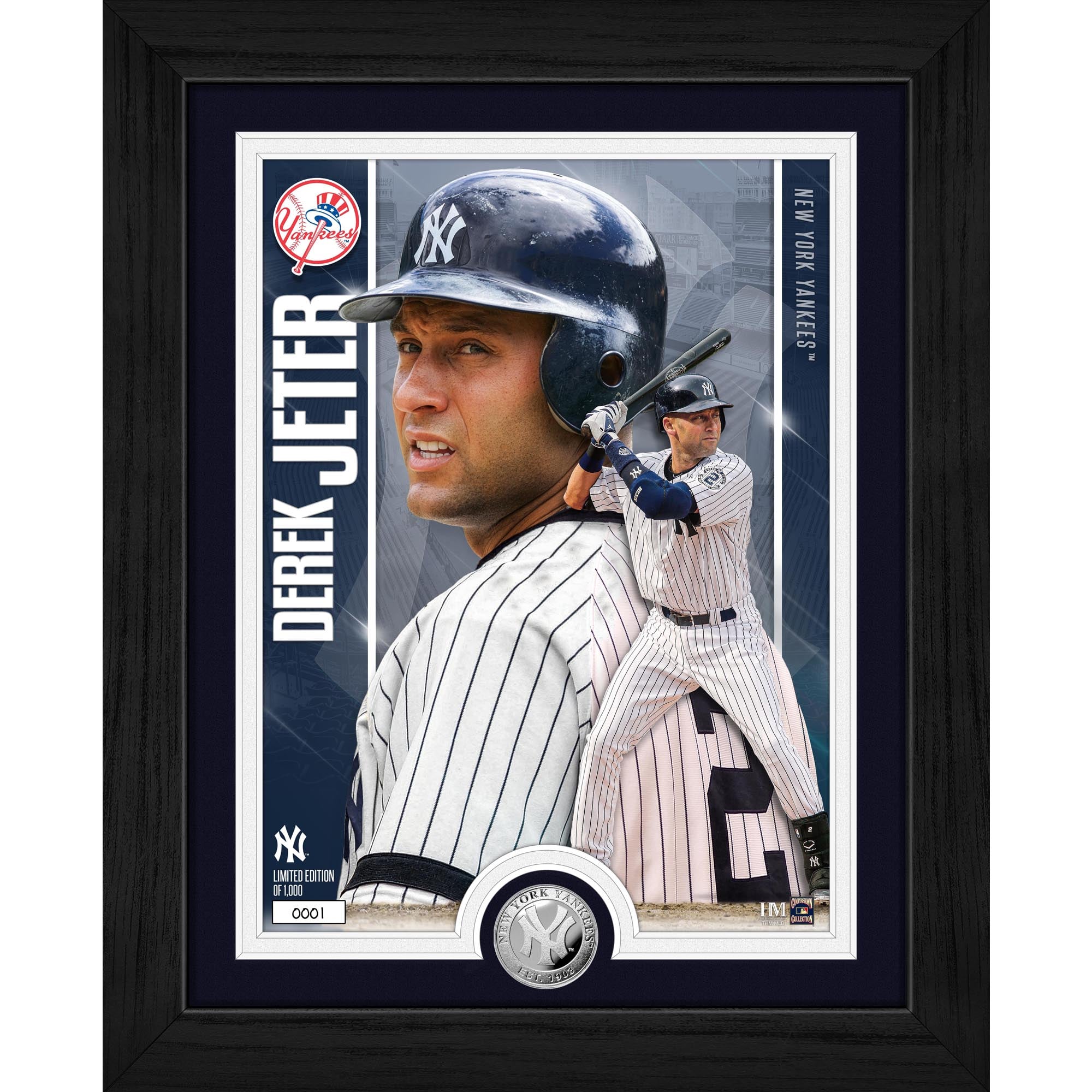 Highland Mint Derek Jeter New York Yankees 13" x 16" Limited Edition Artist Proof Silver Coin Photo Mint