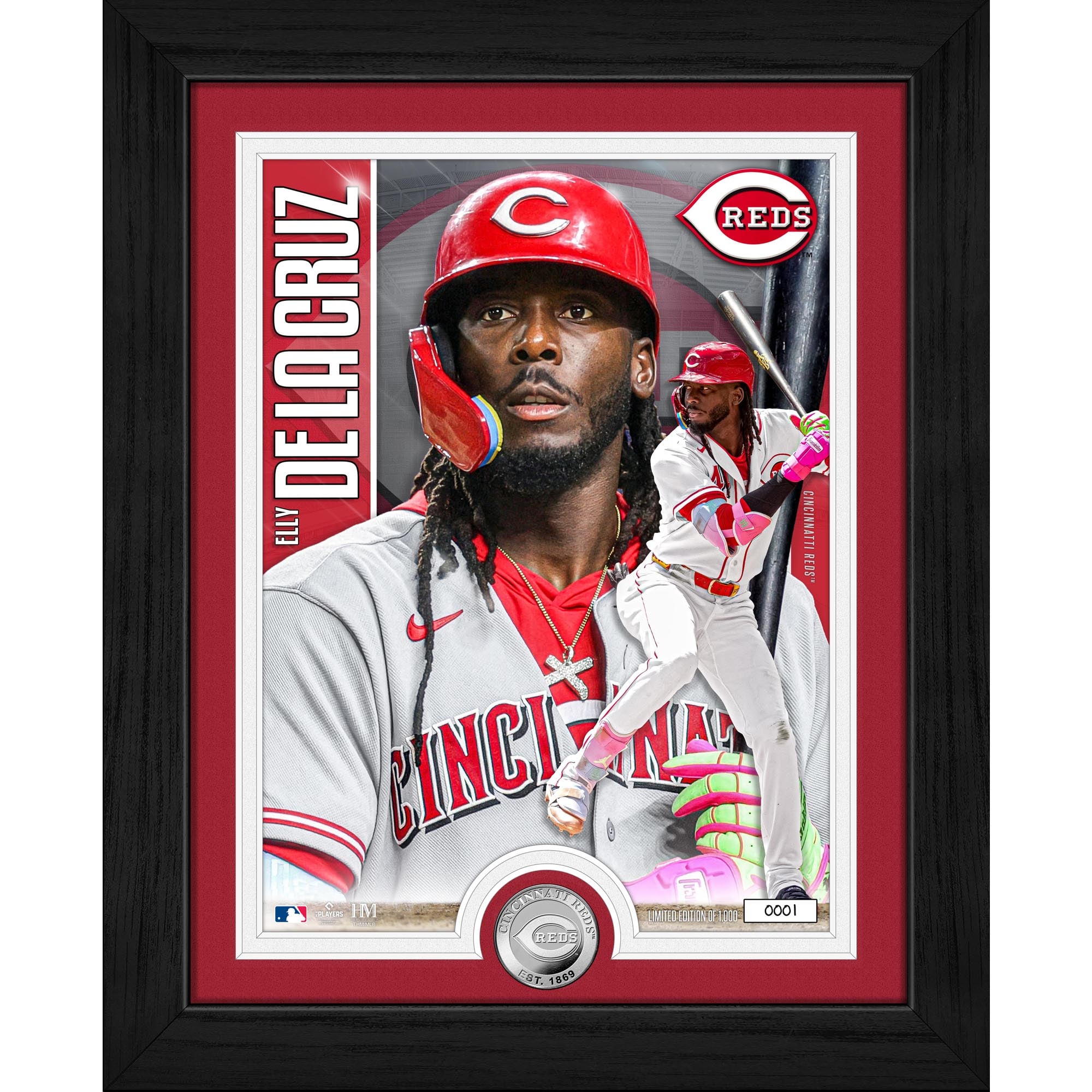 Highland Mint Elly De La Cruz Cincinnati Reds 13" x 16" Limited Edition Artist Proof Silver Coin Photo Mint