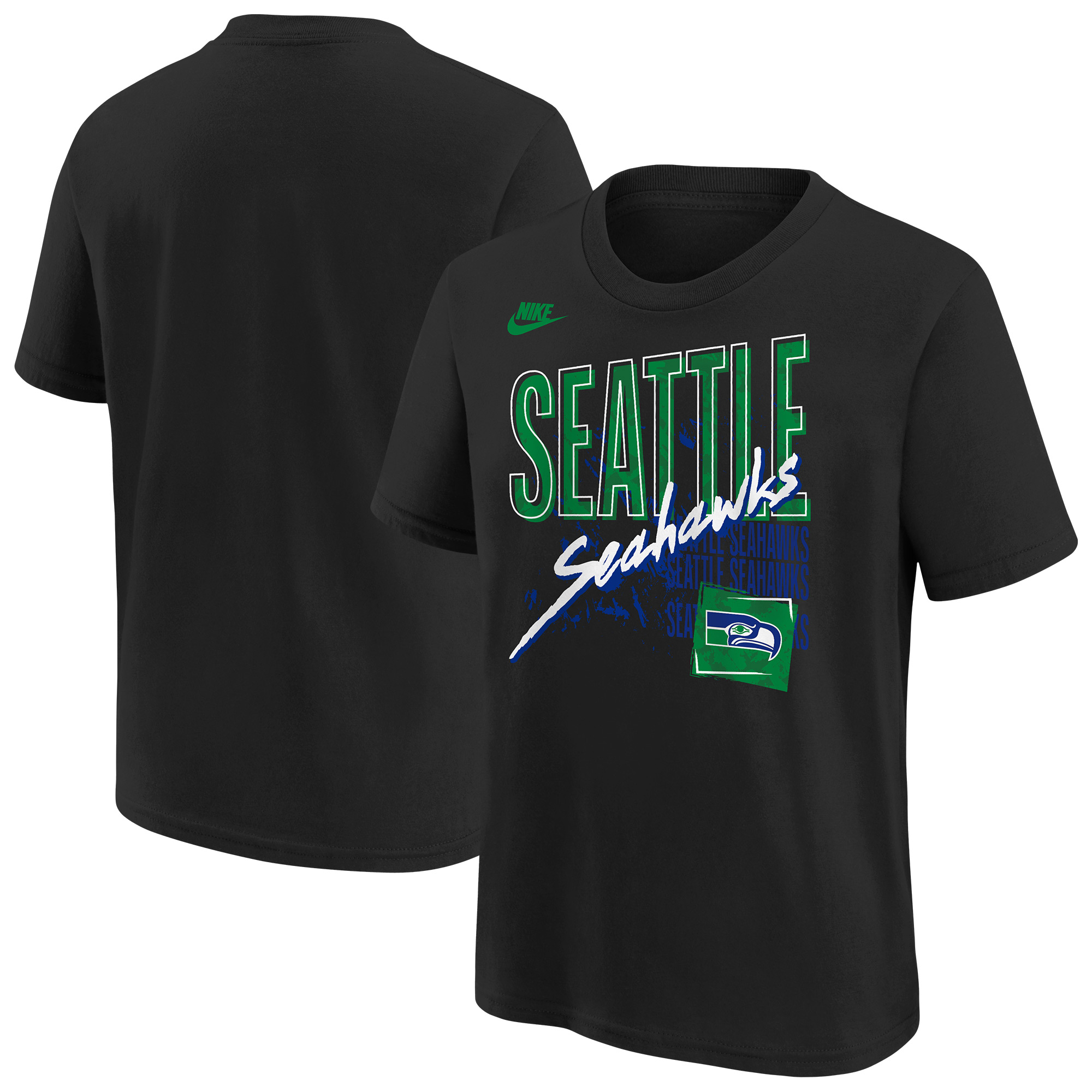 Nike Big Boys' and Girls' Black Seattle Seahawks Vintage T-Shirt - Black