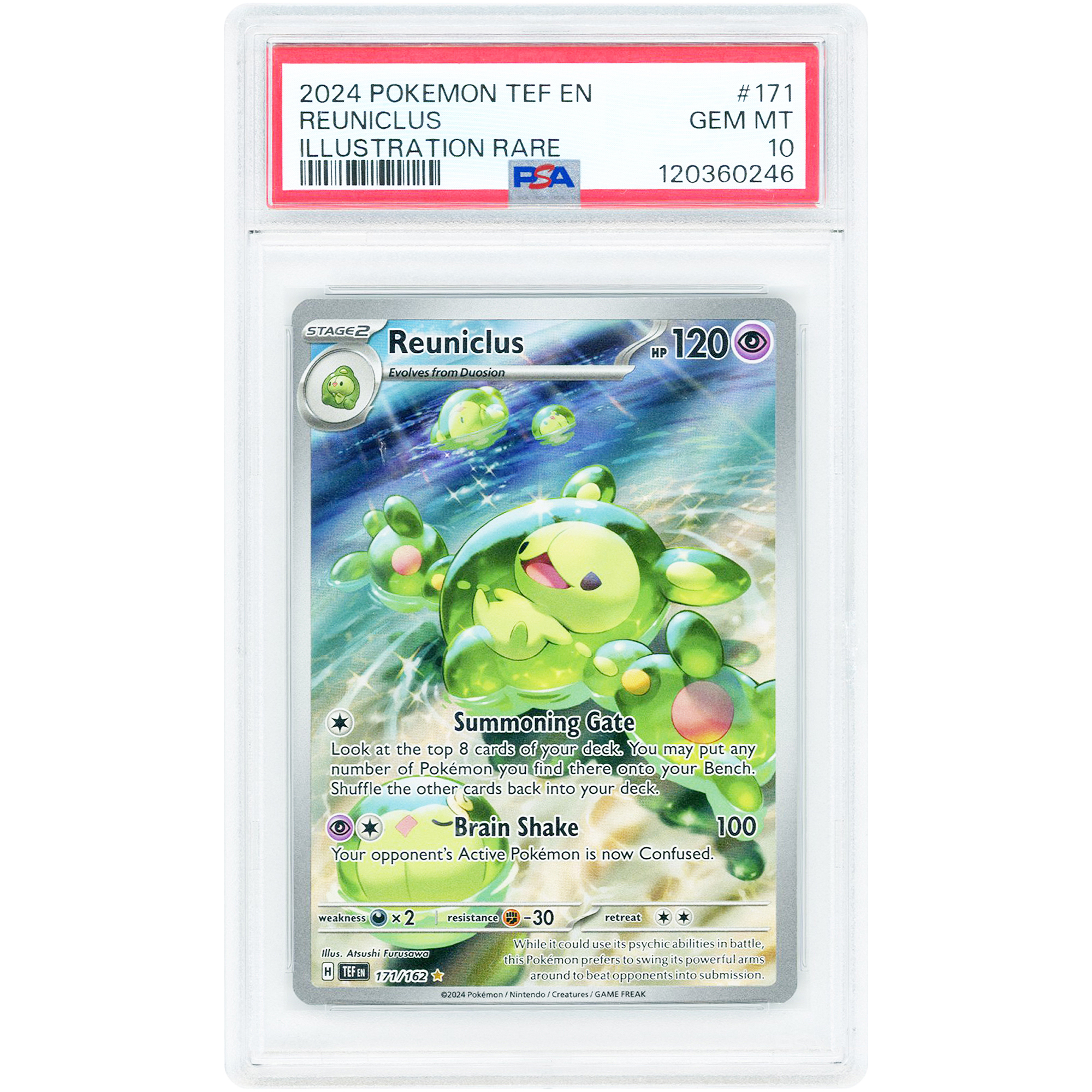 Reuniclus 2024 Pokemon Temporal Forces Illustration Rare #171 PSA Authenticated 10 Card