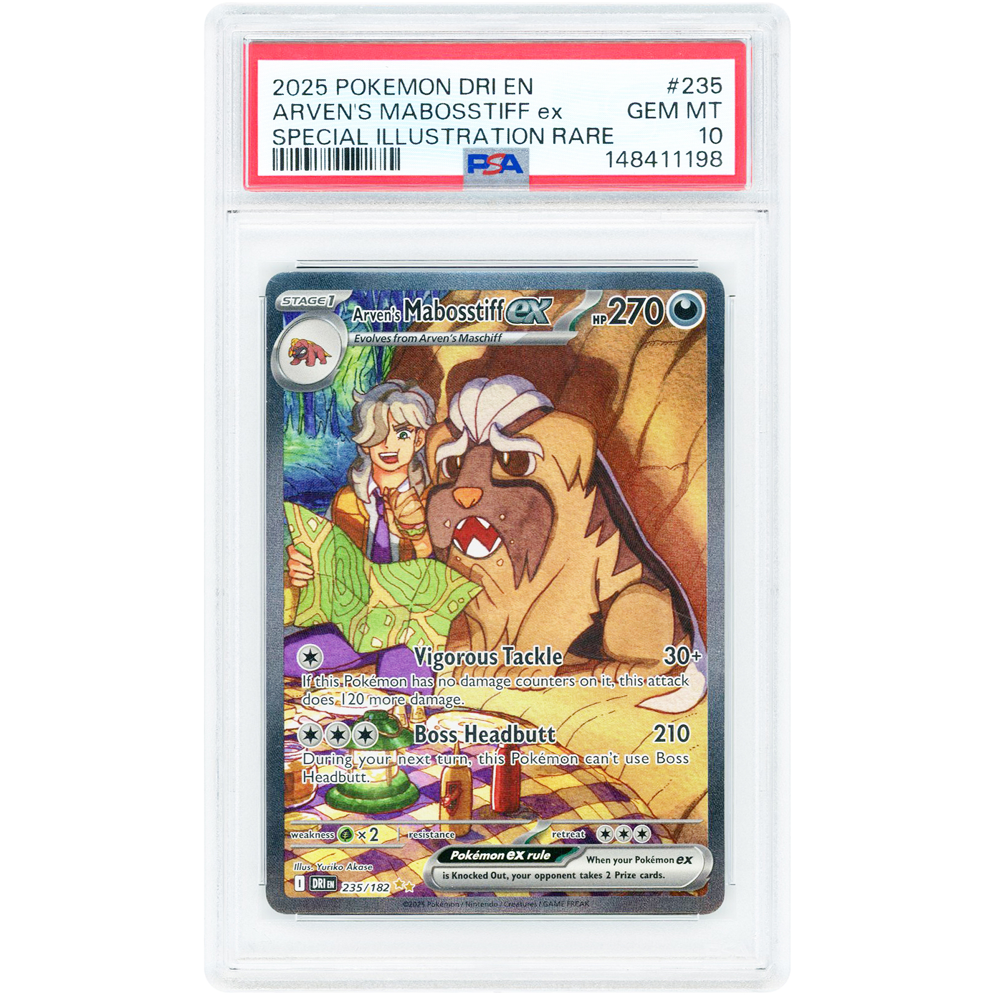 Arven's Mabosstiff ex 2025 Pokemon Destined Rivals Special Illustration Rare #235 PSA Authenticated 10 Card